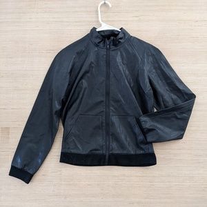 APC Bomber Jacket Women's Small Black Full Zip Long Sleeve PVC Casual 2.2834